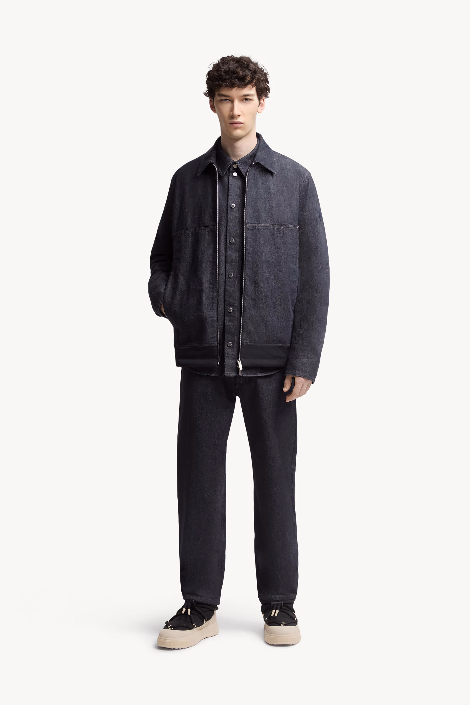 Chaqueta camisera con plumón de tejido vaquero Ormoy Hombre Azul Denim Moncler 0